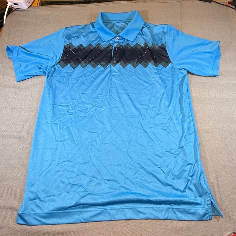 Page & Tuttle Cool Swing Mens Blue Chevron Argyle Golf Polo Shirt Size Large